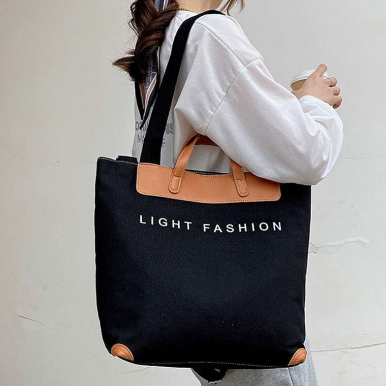 กระเป๋าผ้าแคนวาส eco bag สไตล์ลำลองสำหรับทุกวัน ใช้ได้ทั้งชายและหญิง กระเป๋าสะพายไหล่