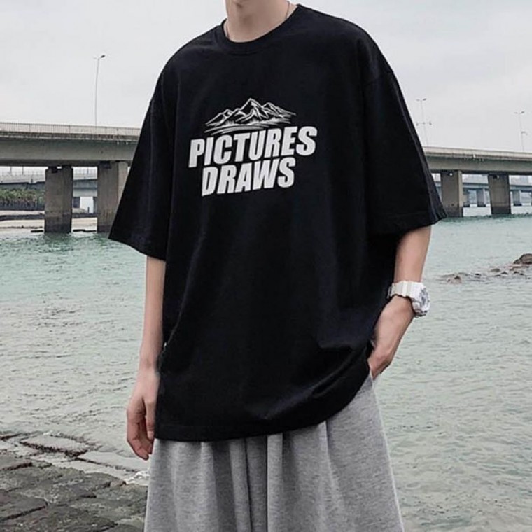 เสื้อยืดแขนสั้นพิมพ์ลายตัวอักษรสุดยูนีคสำหรับหน้าร้อน