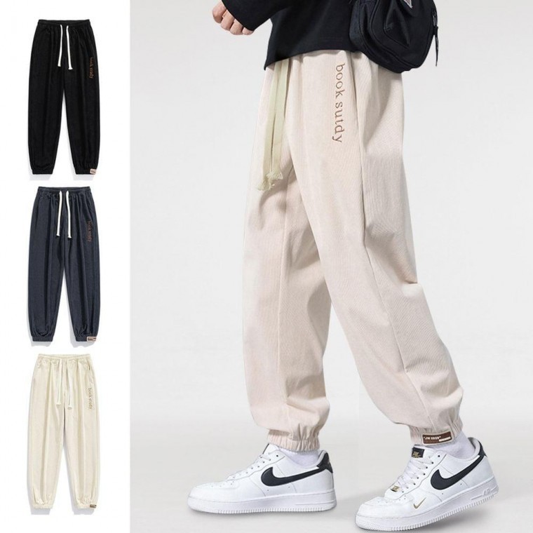 กางเกงผ้าลูกฟูกเอวยางยืดสำหรับผู้ชาย เหมาะสำหรับช่วงเปลี่ยนฤดู สไตล์ลำลอง