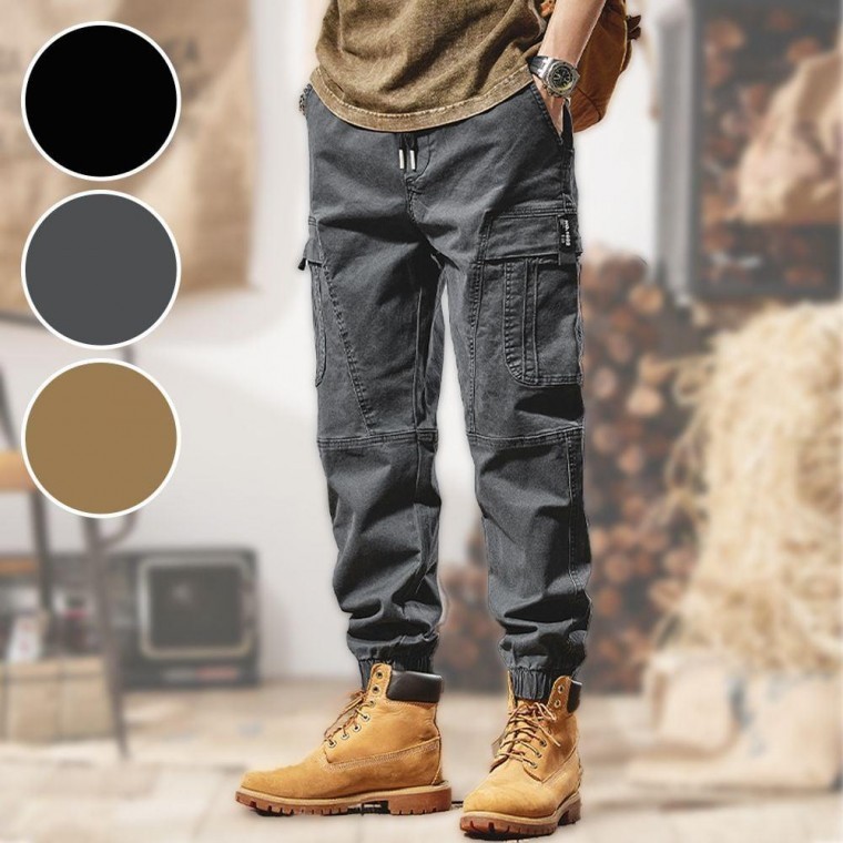 กางเกงจ็อกเกอร์คาร์โก้กระเป๋าข้างเอวยางยืดสำหรับใส่ทำงาน
