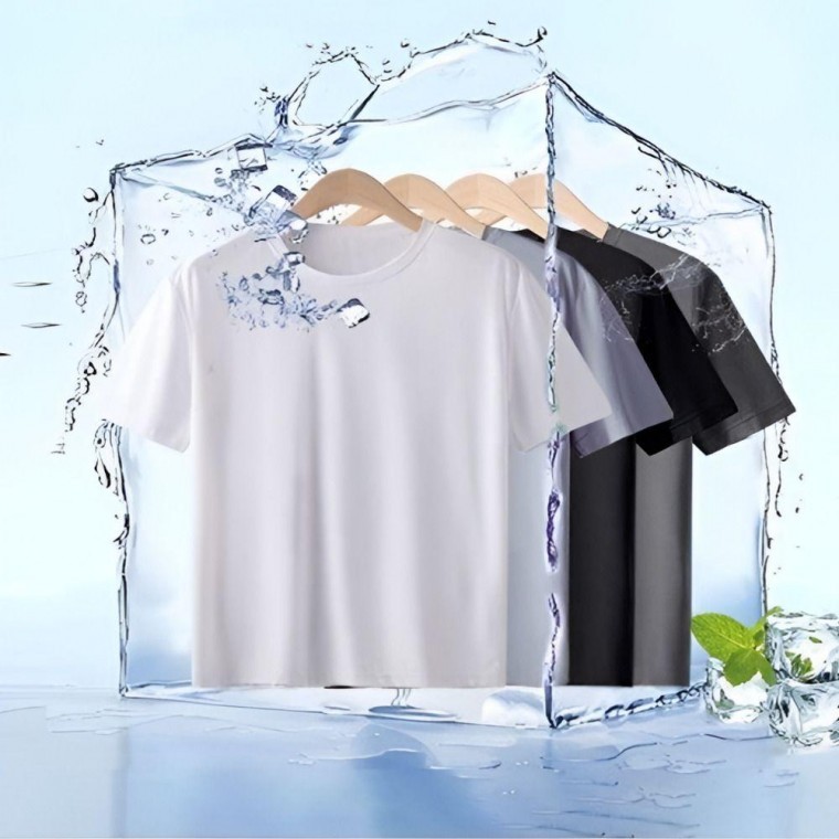 เสื้อยืดแขนสั้นผู้ชายผ้าตาข่าย (Mesh) เนื้อผ้าเย็น สีขาว/ดำ
