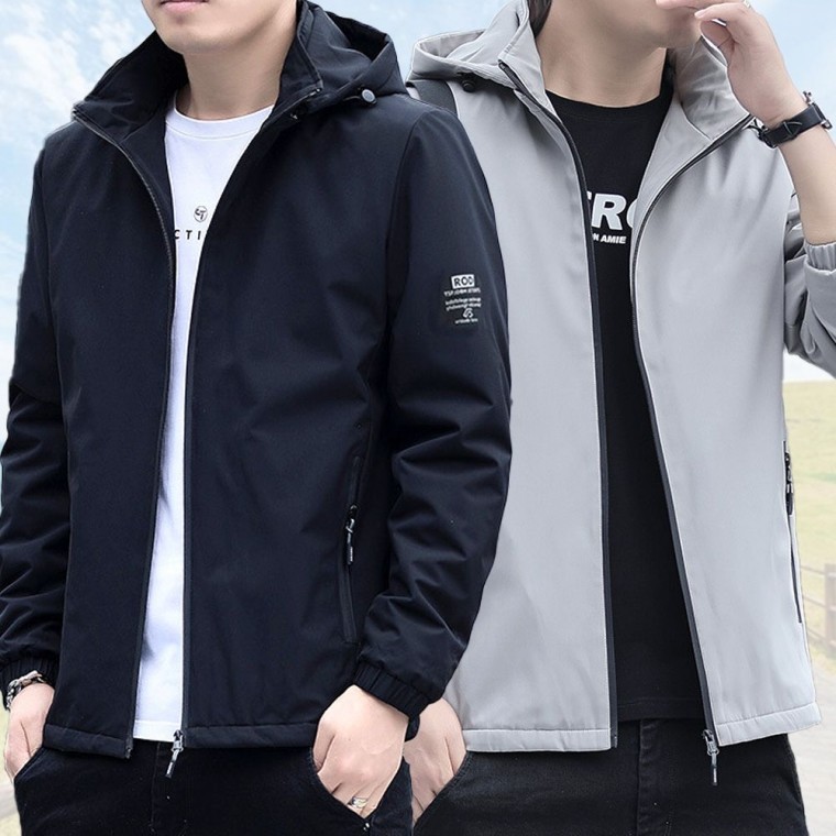 แจ็คเก็ตจั๊มเปอร์กันลมผู้ชาย ทรงโอเวอร์ไซส์ น้ำหนักเบา สไตล์เอาท์ดอร์สำหรับช่วงเปลี่ยนฤดู