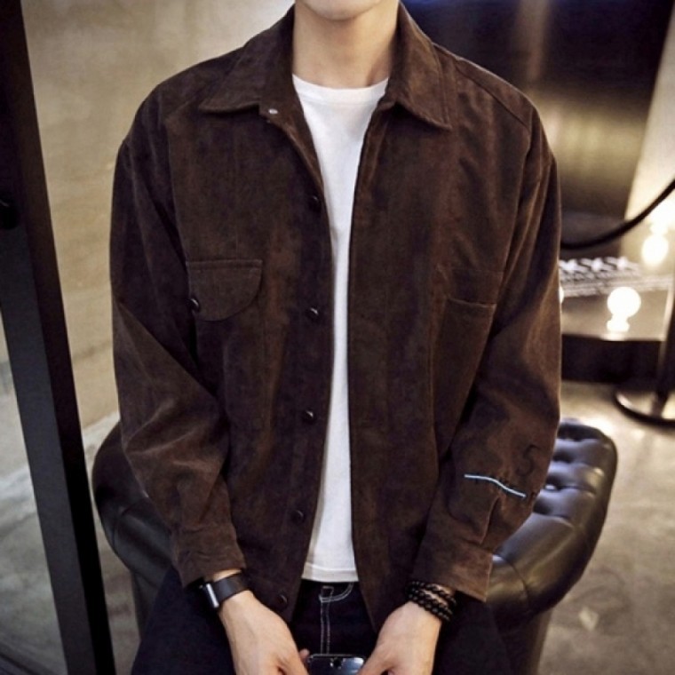 แจ็คเก็ตหนังกลับทรงเชิ้ตสำหรับผู้ชาย จั๊มเปอร์สำหรับช่วงเปลี่ยนฤดู สไตล์ลุค