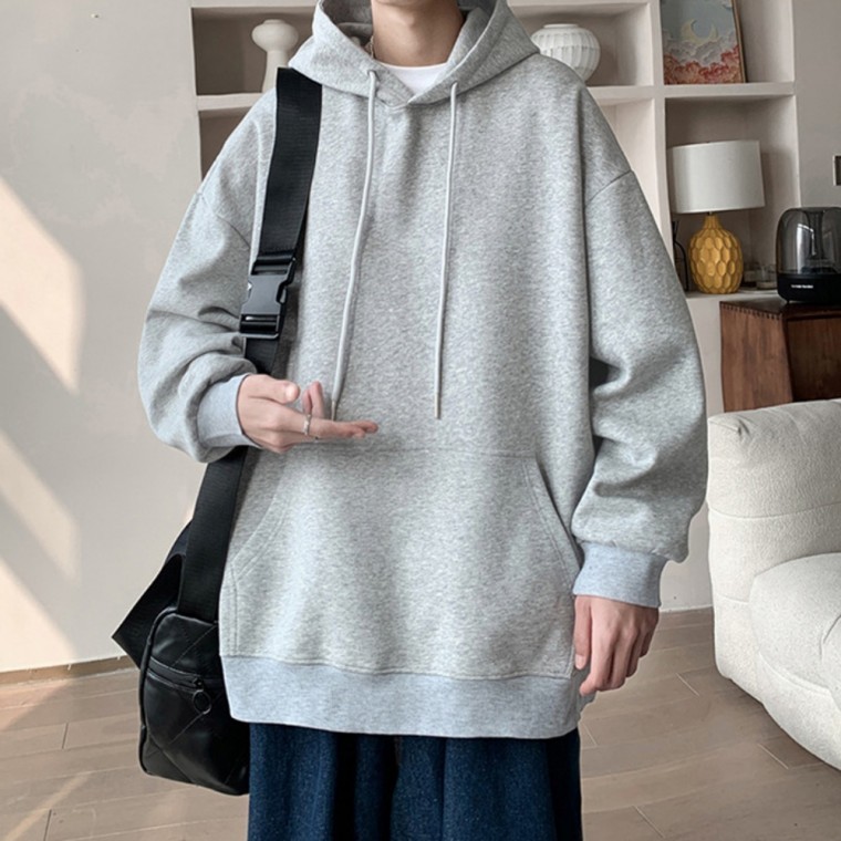 เสื้อฮู้ดบุขนลำลองสำหรับนักเรียนชายในฤดูหนาว 2 สี