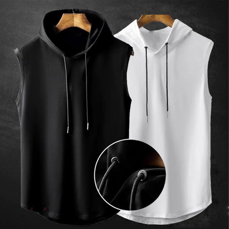 เสื้อกล้ามมีฮู้ดทรงหลวมลำลองสำหรับผู้ชาย