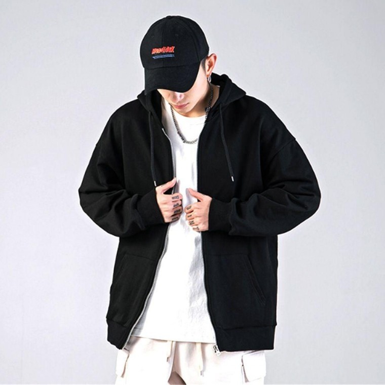 เสื้อฮู้ดซิป/แจ็คเก็ตทรงหลวม/โอเวอร์ไซส์เนื้อบางสำหรับชายหญิง ใส่เป็นคู่ได้ (เสื้อคลุมช่วงเปลี่ยนฤดู)