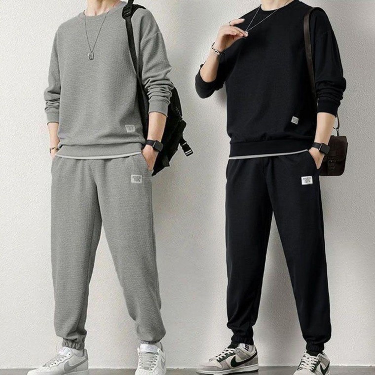 เซ็ตชุดวอร์ม/ชุดออกกำลังกายลำลองสำหรับผู้ชาย (เสื้อสเวตเชิ้ต + กางเกงจ็อกเกอร์)