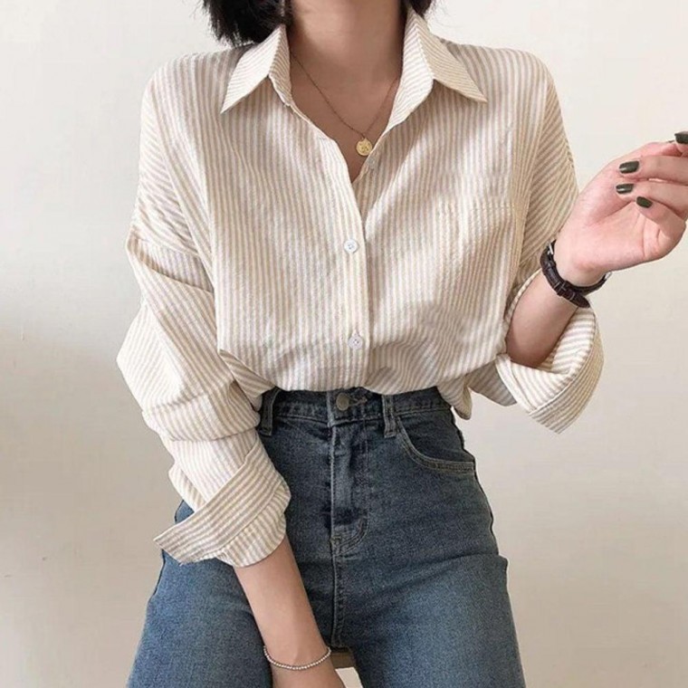 เสื้อเชิ้ตแขนยาวครอปสั้นสีพาสเทลสำหรับผู้หญิง 1 ชิ้น เป็นเสื้อคลุมสำหรับฤดูใบไม้ผลิและฤดูร้อน
