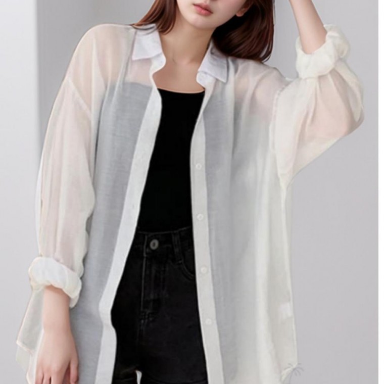 เสื้อเชิ้ตโมริสีเทาผ่าหลังสำหรับฤดูร้อน ผ้าออร์แกนซ่าสำหรับเดินทางไปเวียดนาม