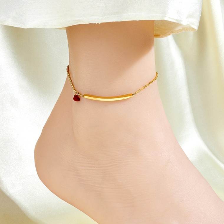 กำไลข้อเท้าแฟชั่นสแตนเลสเซอร์จิคัลโซ่บอลสีทอง