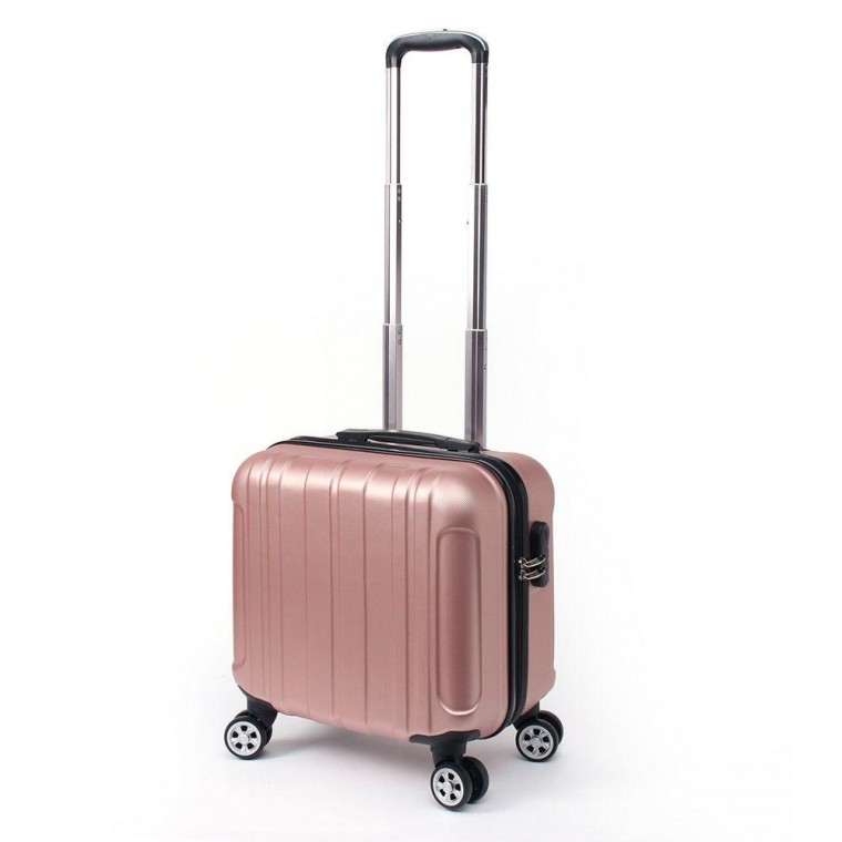 กระเป๋าเดินทางขนาดเล็ก 18 นิ้ว สีโรสโกลด์ สำหรับนำขึ้นเครื่อง 18 นิ้ว