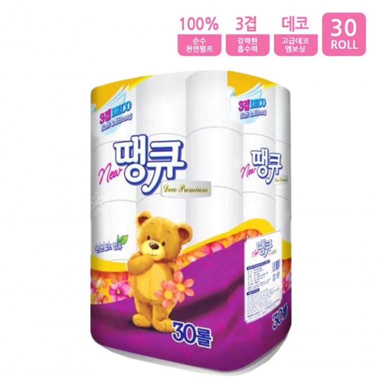 กระดาษชำระม้วน New Thank You Premium 3 ชั้น 30 ม้วน นุ่มพิเศษ