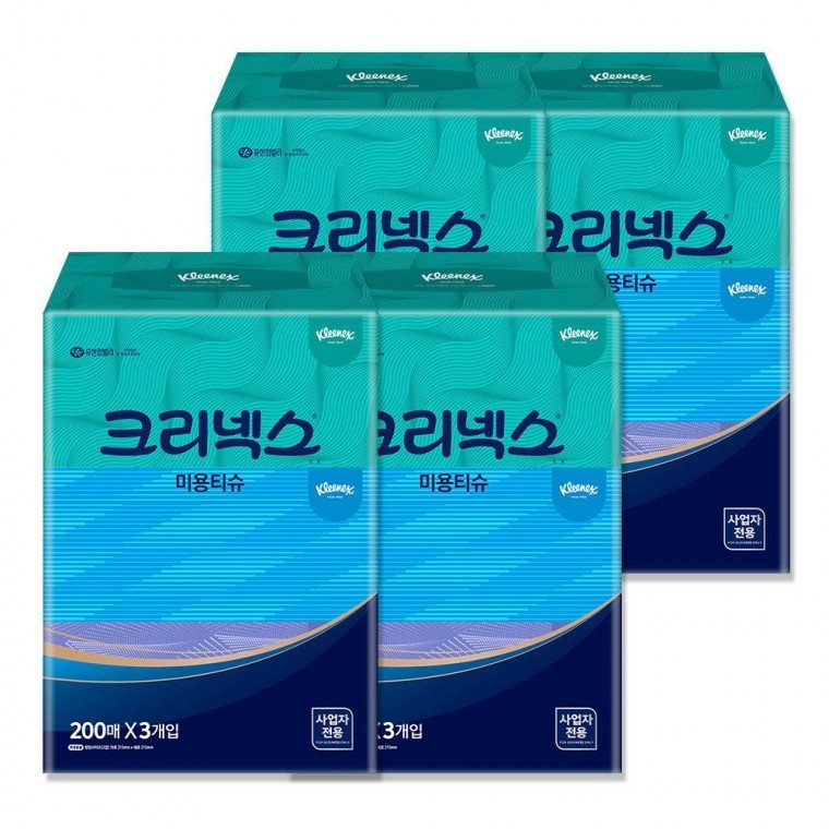 กระดาษทิชชูสำหรับเช็ดหน้า Kleenex Combi (200 แผ่น) 3 ห่อ x 4 แพ็ค (รวม 12 ห่อ)
