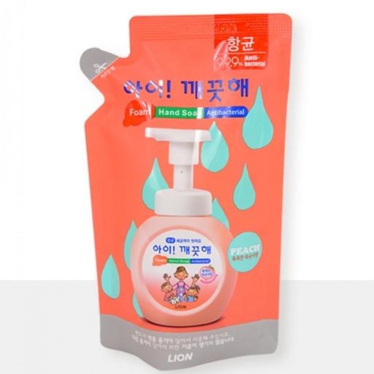 สบู่ล้างมือ Ai 깨끗해 สำหรับเด็ก กลิ่นพีช ชนิดถุงเติม 200ml x 3 ถุง