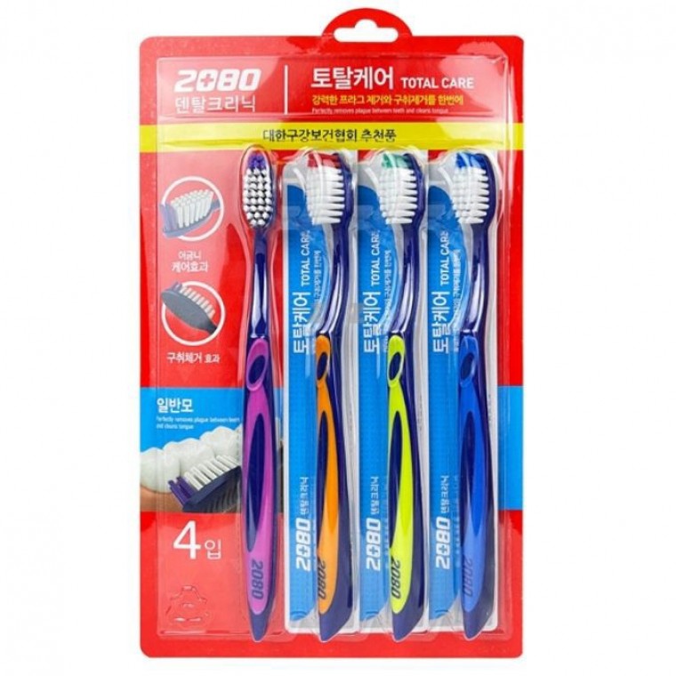 แปรงสีฟัน สำหรับแปรงฟัน ขจัดคราบพลัค อุปกรณ์ล้างหน้า ขนธรรมดา 4 ชิ้น