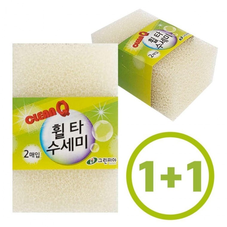 ฟองน้ำล้างจานแบบกรอง 1+1 (ผลิตในประเทศ) 2 ชิ้น ฟองน้ำล้างจาน ฟองน้ำ
