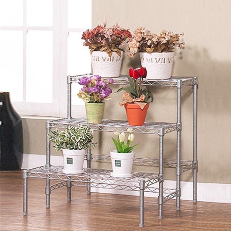 ชั้นวางกระถางโลหะ Segang Metal Rack Silver 3 ชั้น ชั้นวางกระถาง ชั้นวางโลหะ