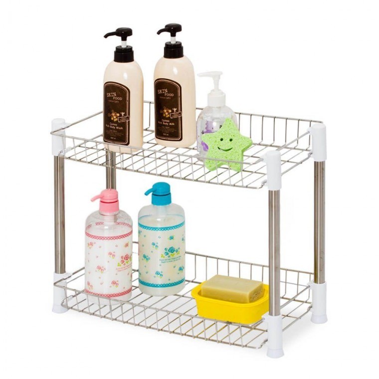 ชั้นวางของอเนกประสงค์ทรงสี่เหลี่ยม Home Indus สำหรับห้องน้ำ 2 ชั้น
