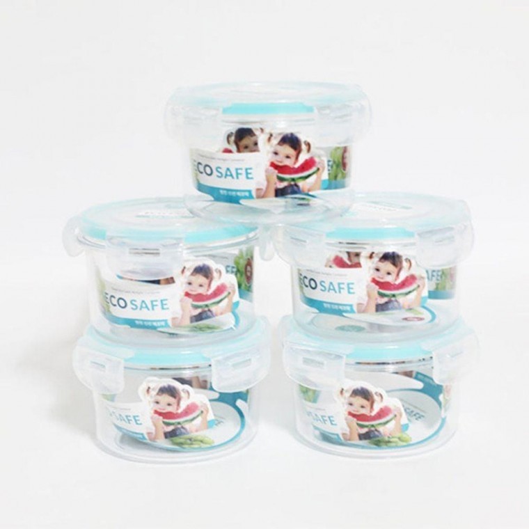 ภาชนะปิดสนิท Han Jin Fresh Eco Lock - ทรงกลมเล็ก 330 มล. 5 ชิ้น, กล่องกับข้าว