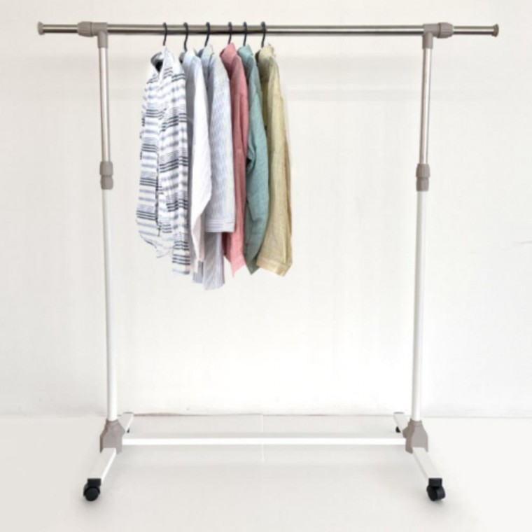 ราวแขวนเสื้อผ้าเคลื่อนที่สำหรับใช้ในบ้าน ตู้เสื้อผ้า ห้องแต่งตัว สีเทา