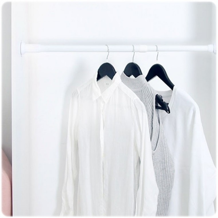 ราวแขวนอัดอเนกประสงค์ (กลาง) - สีขาว สำหรับแขวนเสื้อผ้า ประหยัดพื้นที่