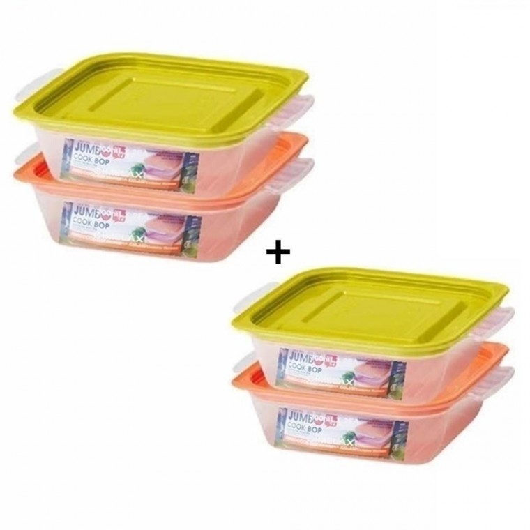ชุดกล่องถนอมอาหารสำหรับไมโครเวฟ Seamilex Jumbo Cook Mini 400 มล. 4 ชิ้น