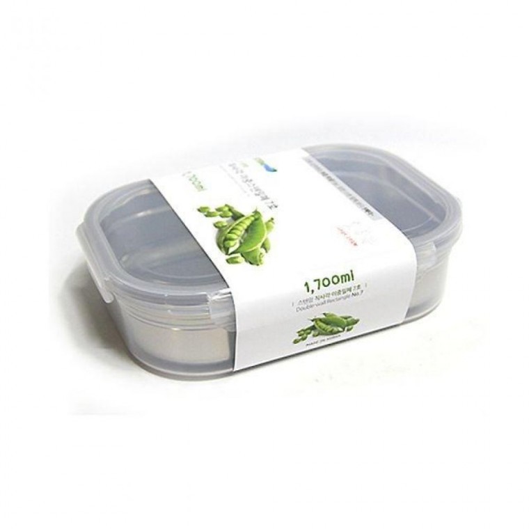 กล่องอาหารสเตนเลสทรงสี่เหลี่ยมผืนผ้าสองชั้น Stainmom No. 7 (1.7 ลิตร) (เครื่องครัว)