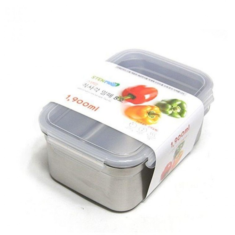 กล่องอาหารสเตนเลสทรงสี่เหลี่ยมผืนผ้า Stainmom No. 8 (1.9 ลิตร) (เครื่องครัว)