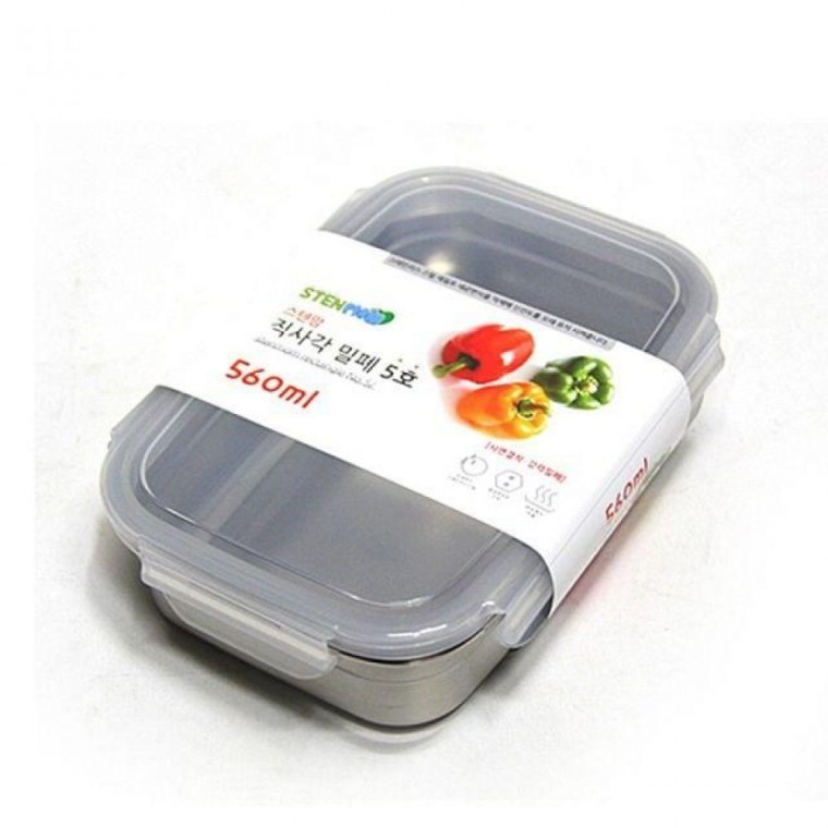 กล่องอาหารสเตนเลสทรงสี่เหลี่ยมผืนผ้า Stainmom No. 5 (560 มล.) (เครื่องครัว)
