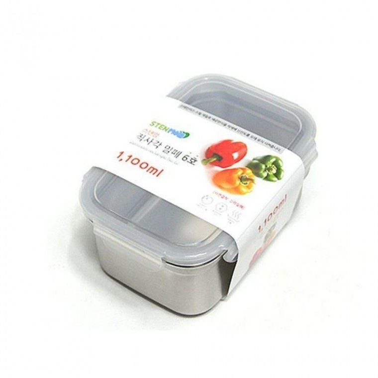 กล่องอาหารสเตนเลสทรงสี่เหลี่ยมผืนผ้า Stainmom No. 6 (1.1 ลิตร) (เครื่องครัว)