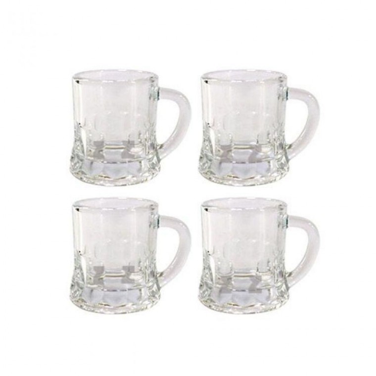 แก้วโซจูมินิมีหูจับ 4 ชิ้น (ประมาณ 50 มล.) (ของขวัญขึ้นบ้านใหม่/ของตกแต่ง)