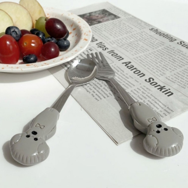 ชุดช้อนส้อม Torry the Bichon (สีเทา)