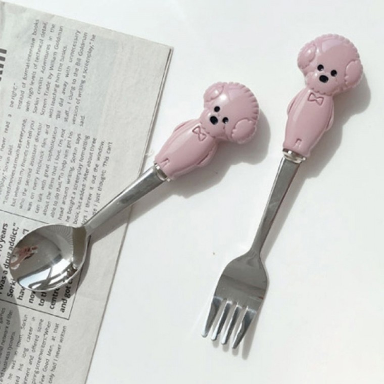 ชุดช้อนส้อม Torry the Bichon (สีชมพู)
