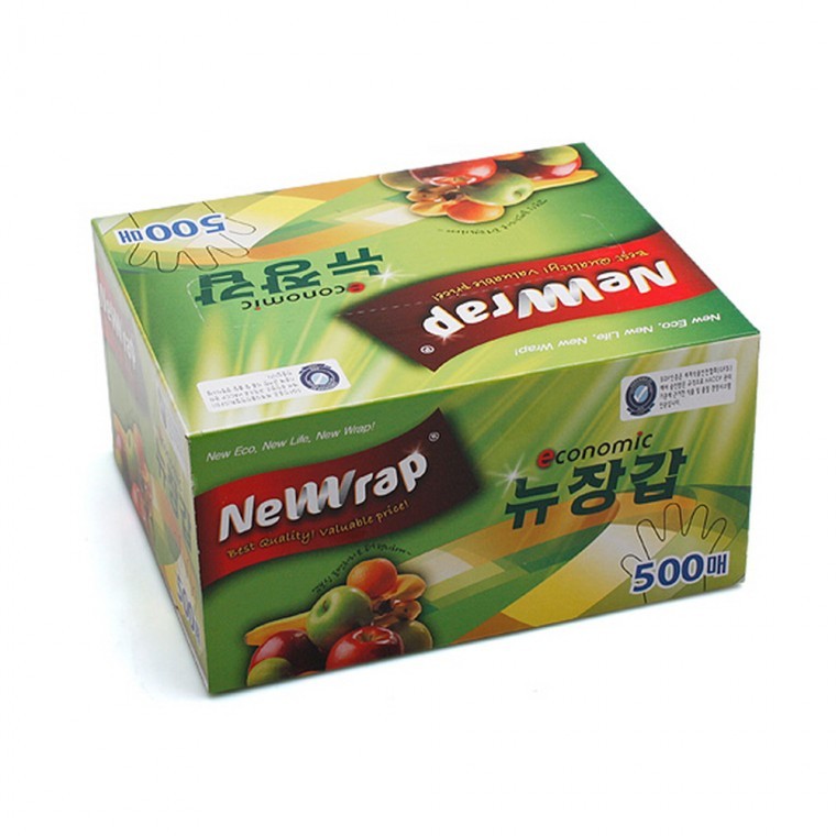 ถุงมือพลาสติกใช้แล้วทิ้ง New Wrap 500 ชิ้น ความจุเยอะ สำหรับทำอาหาร อเนกประสงค์