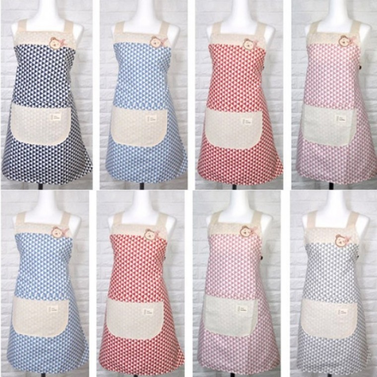 ผ้ากันเปื้อน Magic Clean ลายสามเหลี่ยม - สีชมพู