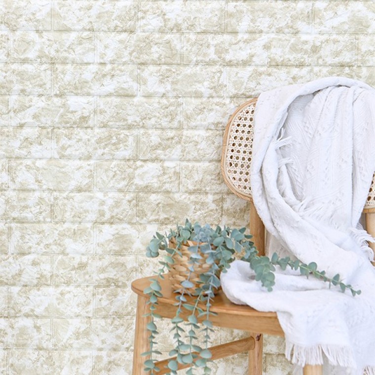 โฟมบล็อกแบบม้วนมีกาวในตัว Magic Clean ลายหินอ่อนสีเบจ 100 ซม. x 20 ม. (1 ม้วน)