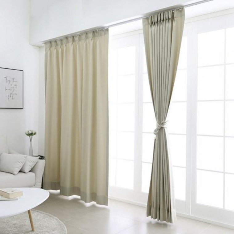 ม่านทึบแสงลายดาวบนท้องฟ้า สีไอวอรี่ จีบผีเสื้อ 75x230 ซม. (1 ผืน)
