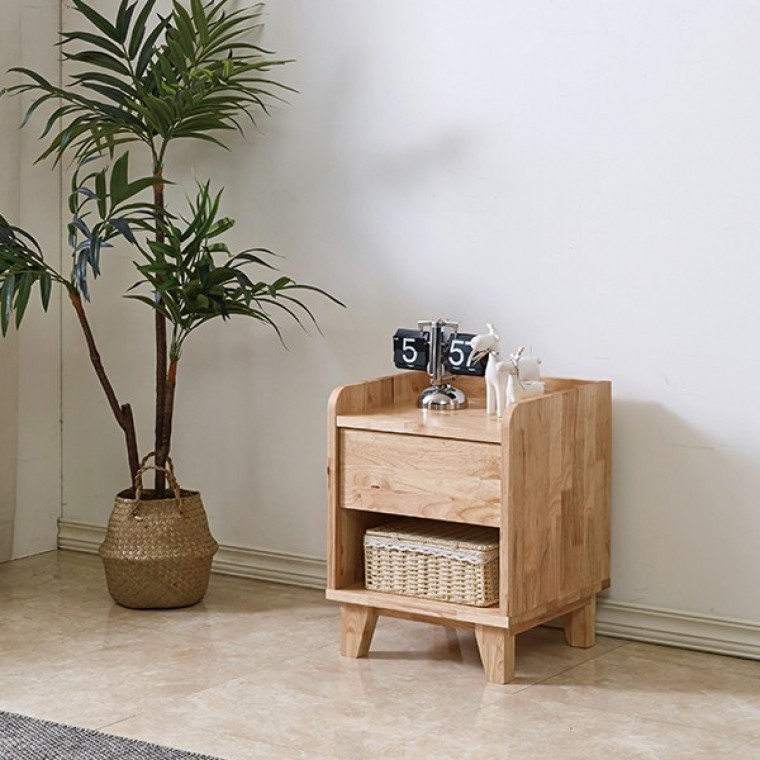 โต๊ะข้างเตียงไม้แท้ยางพาราพร้อมลิ้นชัก Big Picture Furniture 400 (เก็บค่าขนส่งปลายทาง)