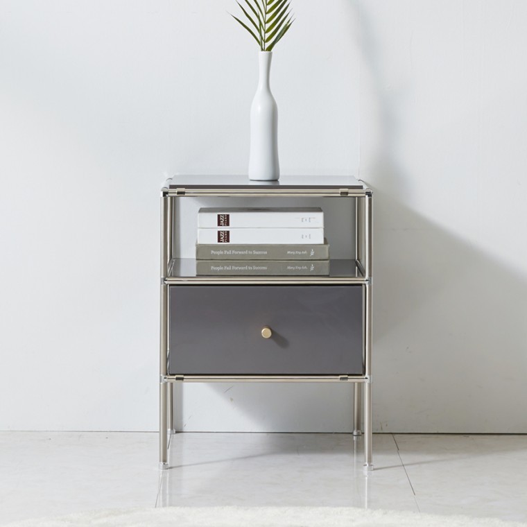 โต๊ะข้างเตียงลิ้นชัก 2 ชั้น Big Picture Furniture Moduri 400 พร้อมลิ้นชัก (เก็บค่าขนส่งปลายทาง)