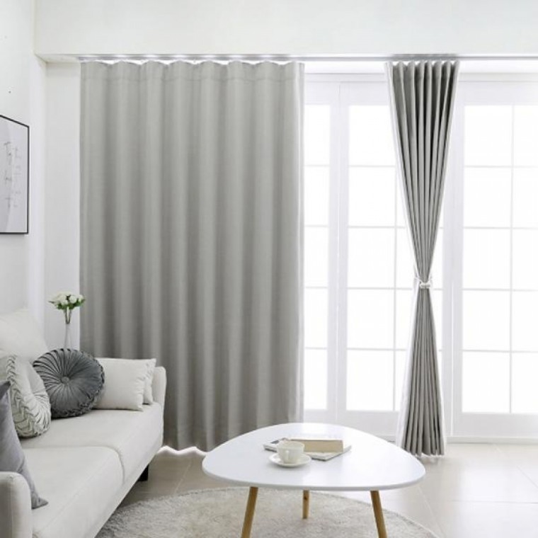 ม่านทึบแสง Nabian สีเทาอ่อน จีบผีเสื้อ 75x230 ซม. (1 ผืน)