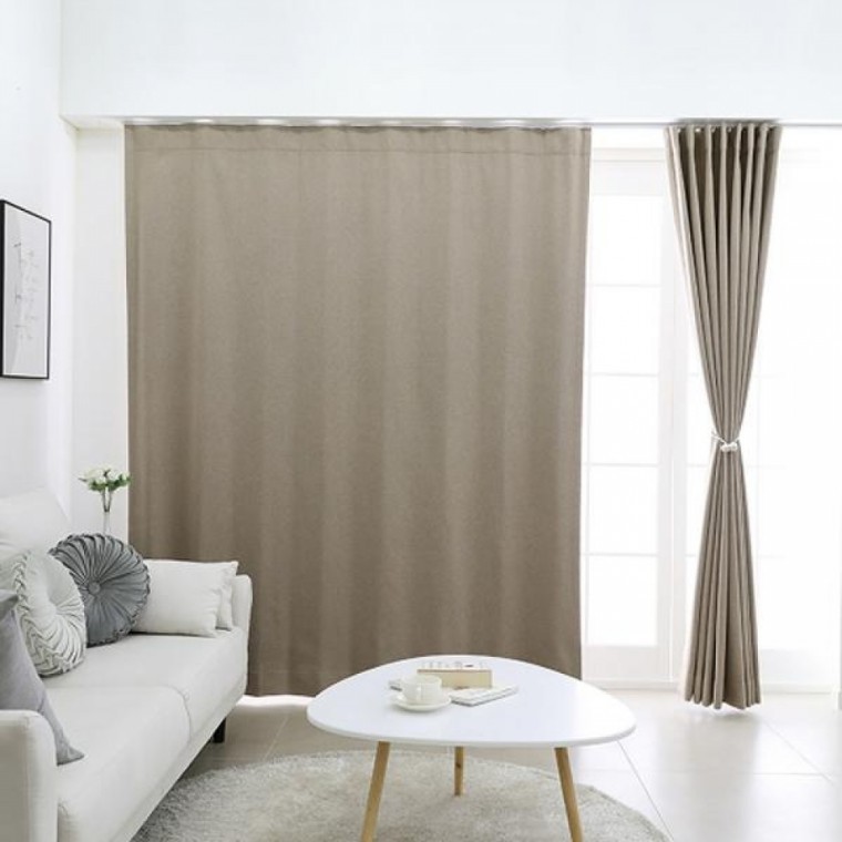 ม่านทึบแสง Nabian สีเบจ จีบผีเสื้อ 75x230 ซม. (1 ผืน)
