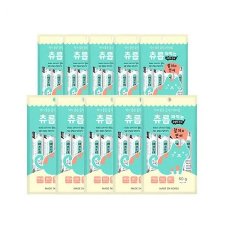 ขนมแมวแบบบีบ ชูรุบ รสทูน่าและแซลมอน 60g 10 ชิ้น