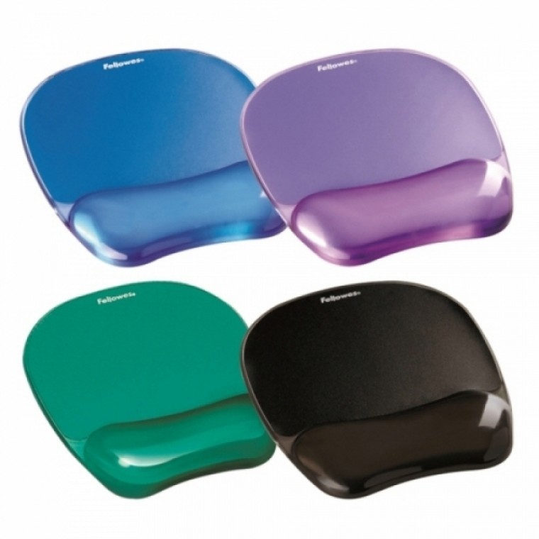 Fellowes Microban® Crystal Mouse Pad, Black CRC91121 / 133286