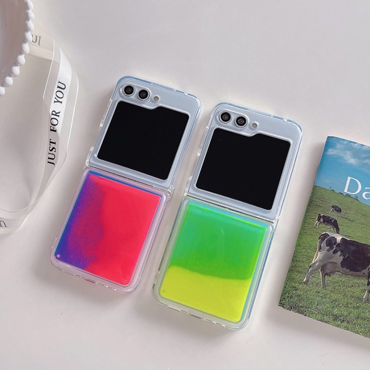 เคส Z Flip3 4 5 Neon Sand Luminous Jelly สำหรับ Galaxy Z Flip3 Z Flip4 Z Flip5 Z Flip6