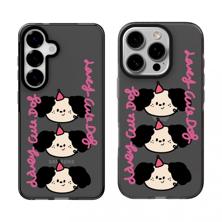 เคส Cone Hat Dog Jelly Bumper สำหรับ Galaxy S25 S24 S23 S22 S21 iPhone 16 15 14 13 Pro Pro Max