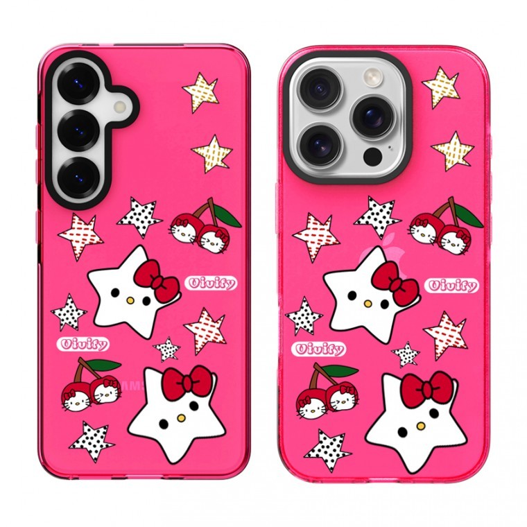เคส Ribbon Cat Star Pattern Jelly Bumper สำหรับ iPhone 16 15 14 13 Pro Pro Max Galaxy S25 S24 S23 S22 S21