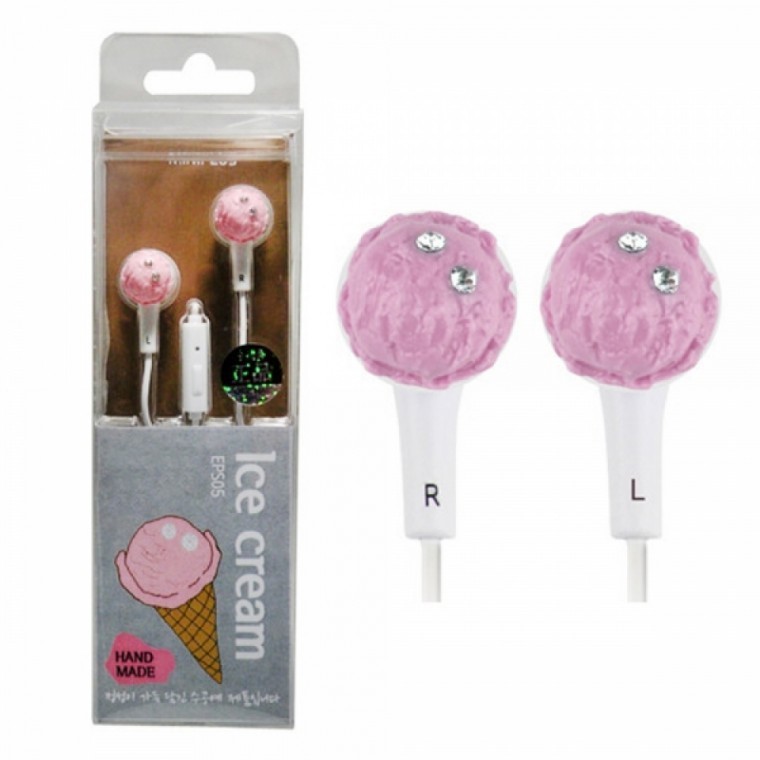 Mini Plus หูฟังสมาร์ทโฟนจิ๋ว Ice Cream Pink (EPS-05)