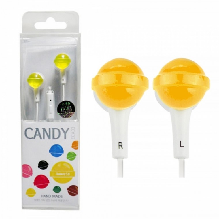 Mini Plus หูฟังสมาร์ทโฟนจิ๋ว Candy Yellow (ECA-03)