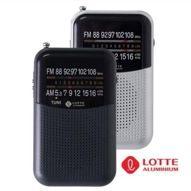 Lotte Pinky-7 / สีดำ/เงิน วิทยุพกพาขนาดเล็ก AM/FM ความไวสูง สำหรับเดินป่า
