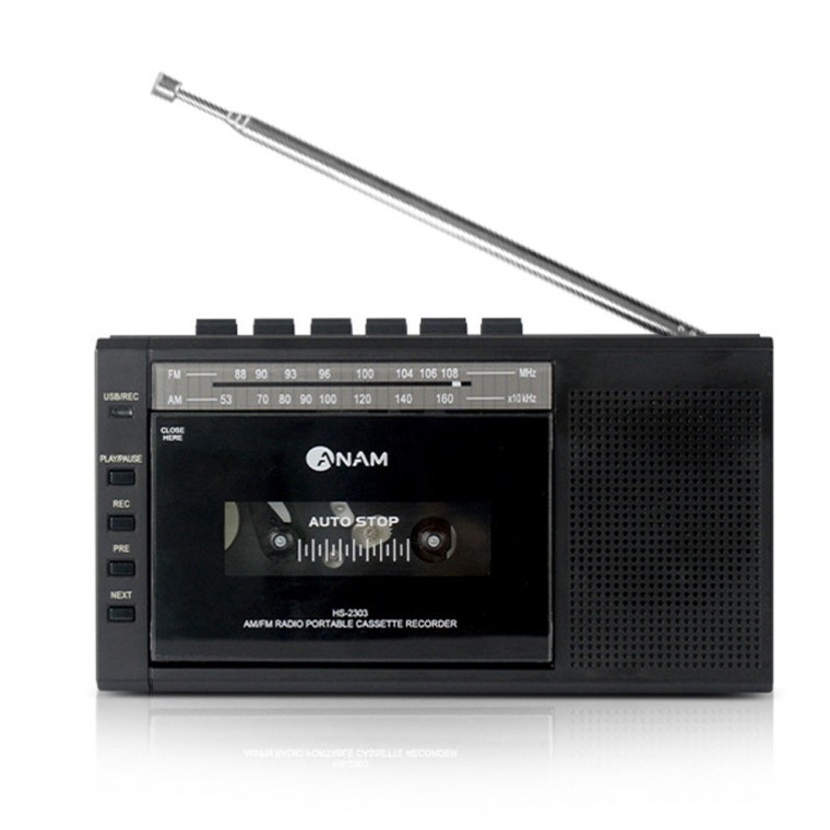 Anam A37 สีดำ เครื่องบันทึกเทปคาสเซ็ตต์ MP3 วิทยุ